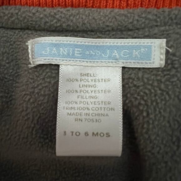 Janie and Jack Vest Baby Boys 3-6M Orange Fleece Lined Puffer Snap Front Pockets - Picture 7 of 7